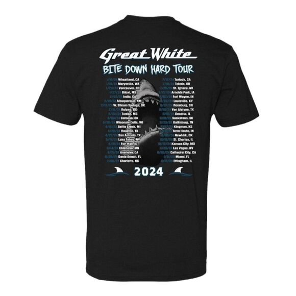Great White 2024 Bite Down Hard Tour V.2 Official T-shirt NEW Men Women Size Med - Picture 3 of 4